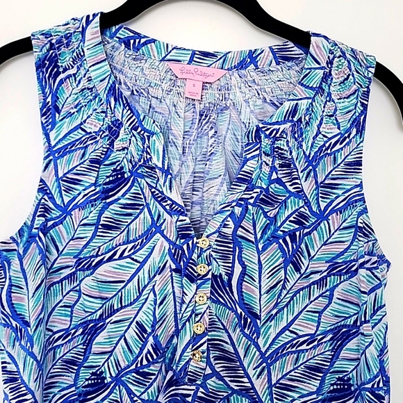 Lilly Pulitzer Essie Bennet Blue Let's Mango top - Picture 2 of 5